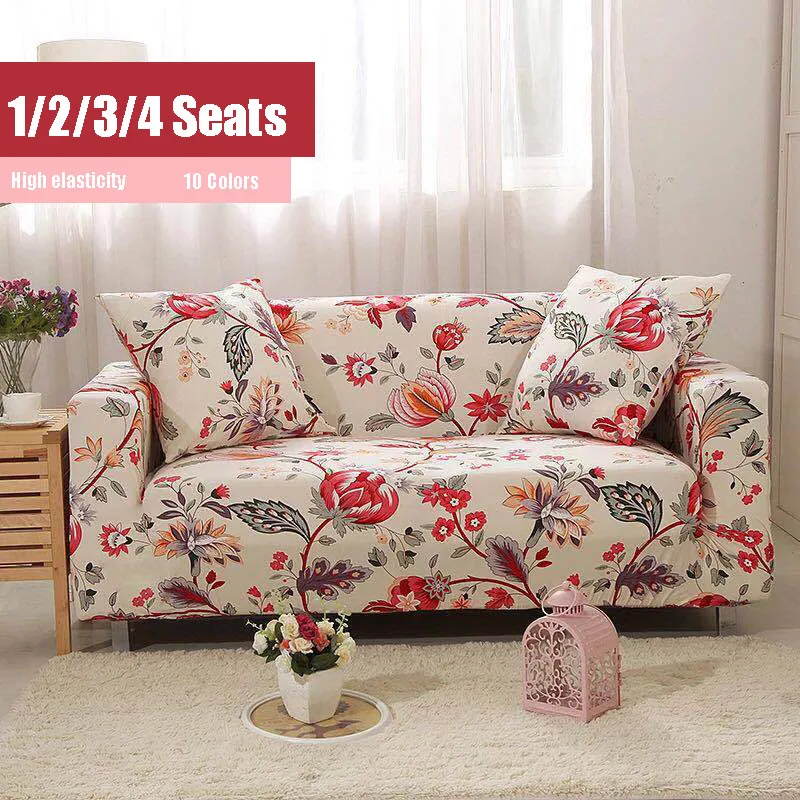 

Floral Sofa Cover Butterfly Sofa Towel for Living Room Plaid Leaves Couch Slipcover Striped Printed Elastic Couch Cover