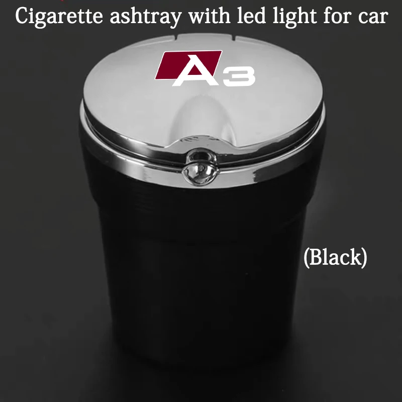 

Пепельница автомобильная с светодиодный светодиодной подсветкой, металлический лайнер с логотипом автомобиля, аксессуары для стайлинга Audi A3 8P 8V 8L