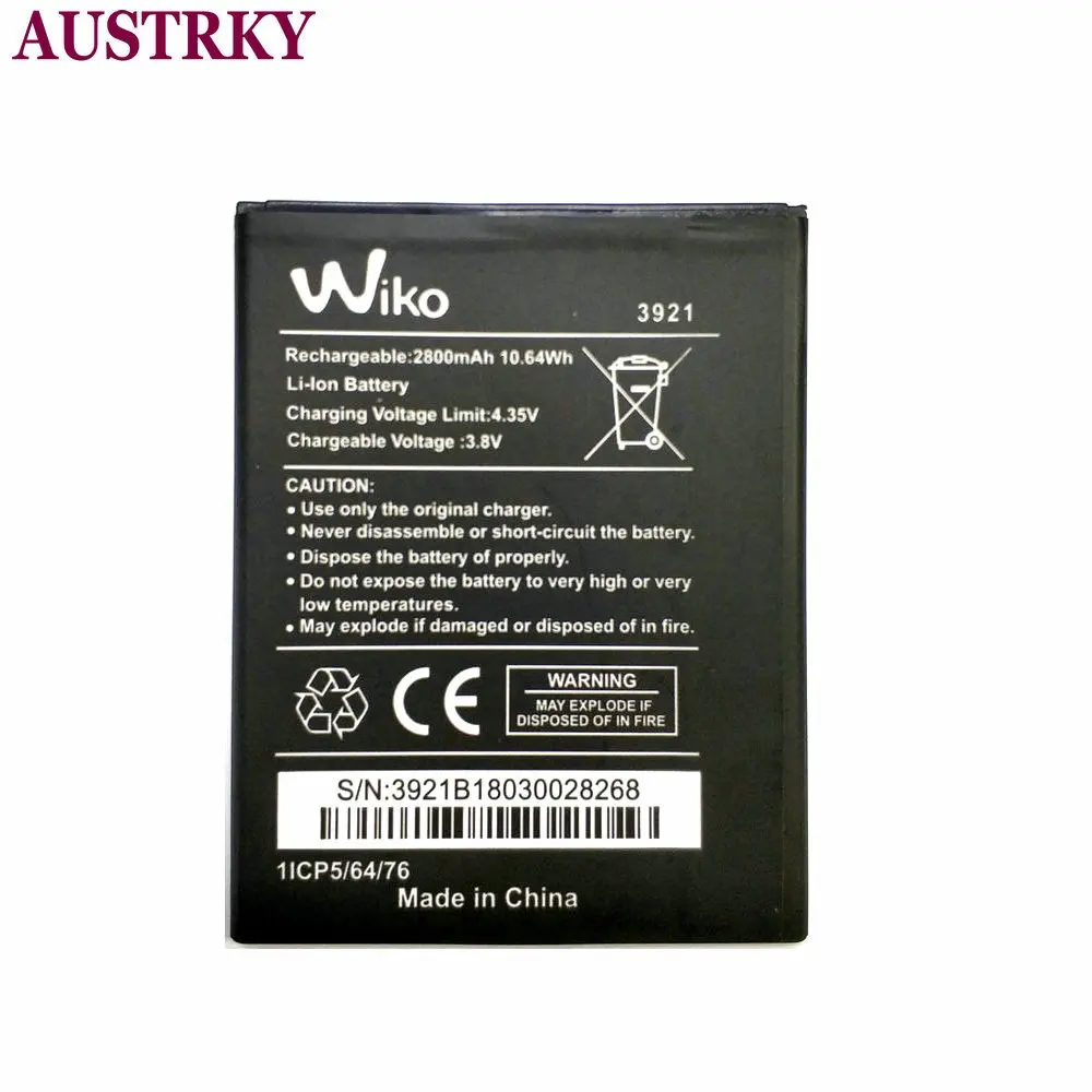 Новый 2800mAh оригинальный высококачественный wiko 3921 Аккумулятор для Lenny 5 robby 2