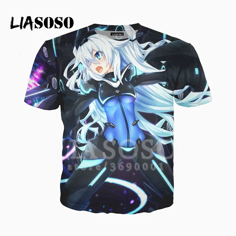 LIASOSO 3D ткани с принтом Унисекс Супер классные Нептун Hyperdimension Neptunia Noire футболка