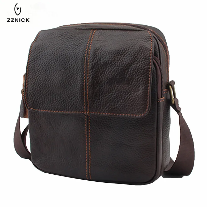 

ZZNICK Shoulder Bags Handbags Men's Genuine Leather Cow Leather Bag Gentlemen Real Leather Casual Messenger Bag 5059