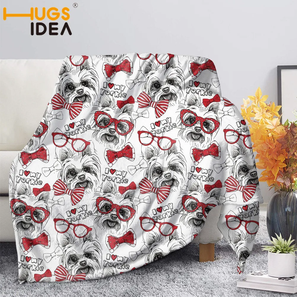 

Флисовое одеяло HUGSIDEA для женщин, с принтом в виде симпатичного йоркширского терьера, детское теплое покрывало для спальни, кровати, дивана, ...