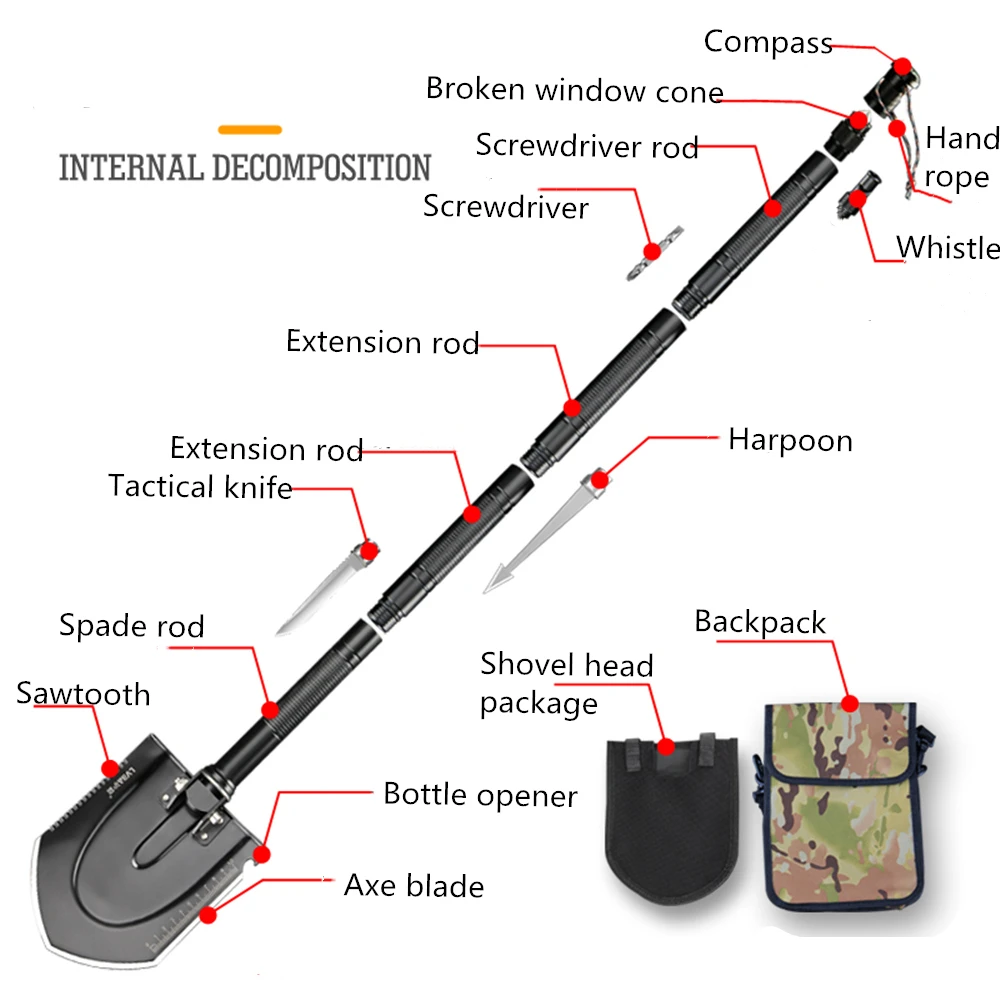 Лопата Складная Многофункциональная 97 см с сумкой | Спорт и развлечения