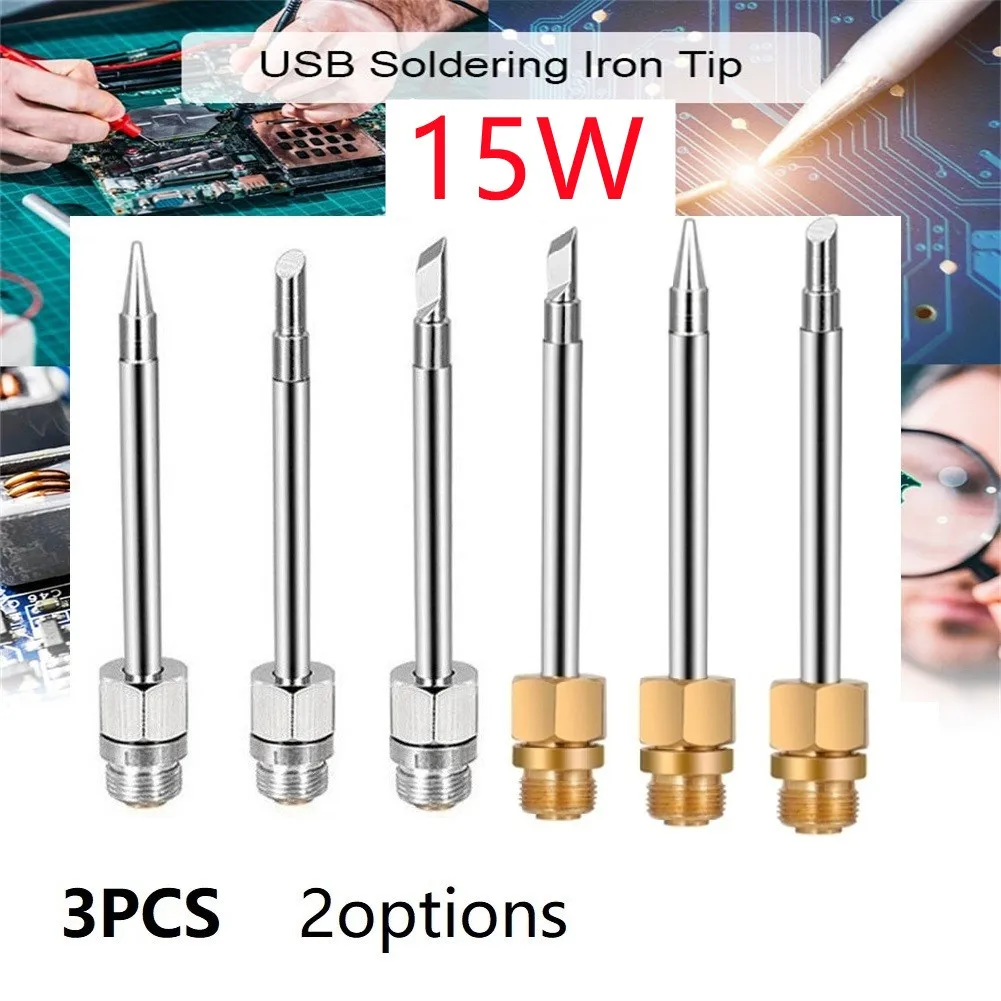 

3X 15w 2in 510 Interface Soldering Iron Tip Mini Portable USB Soldering Iron Tip Soldering Iron Welding Equipment Tools Solder