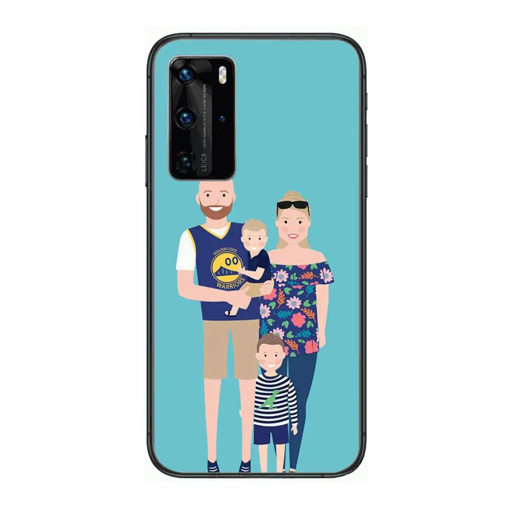 

Family and pets style Phone Case For Huawei P 40 30 20 10 9 8 Lite E Pro Plus Black Etui Coque Painting Hoesjes comic fashion