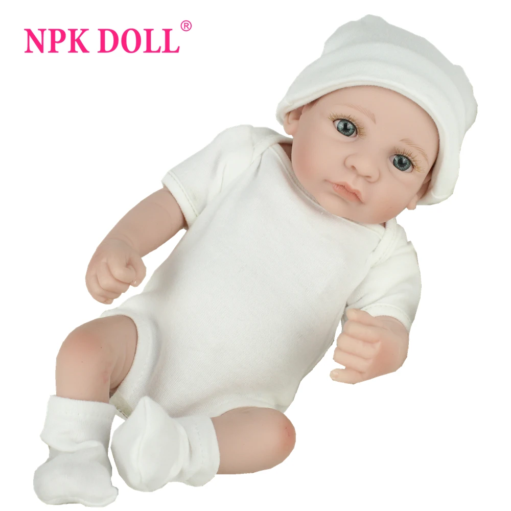 

NPKDOLL 10 Inch Lifelike Bebe Toy Mini Reborn Babies Boy Realistic Full Vinyl Handcraft Newborn Baby Doll Kids Christmas Gift