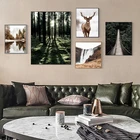 Пейзаж, ландшафт, постер с животными, фотосессия, природа, снег, озеро, дерево, скандинавский постер, настенное искусство, Картина на холсте, украшение для дома