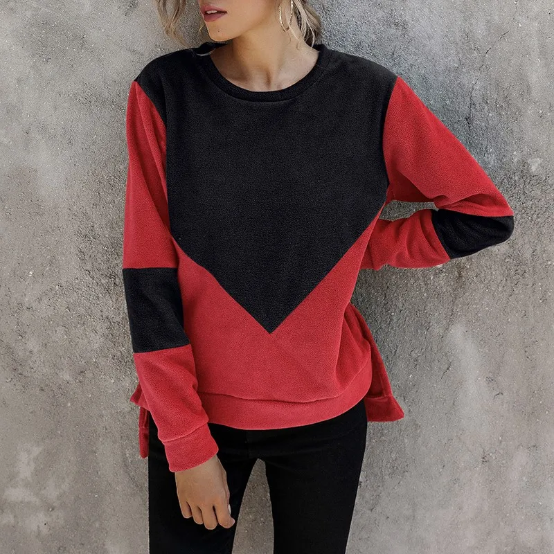 

Autumn Winter Sweatshirt Women O-neck Long Sleeve Fashion Patchwork Warm Streetwear Pullovers Female Casual Vintage Sweatshirts