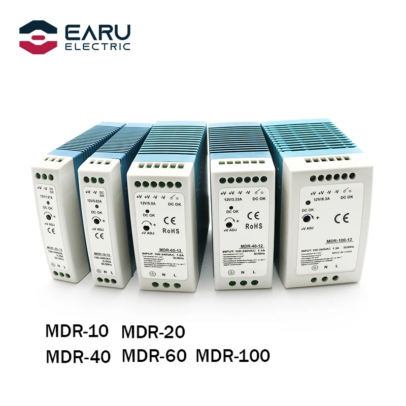 AC100-240V Вход мини din-рейку переключатель Питание Напряжение трансформатор MDR-10W 20 Вт