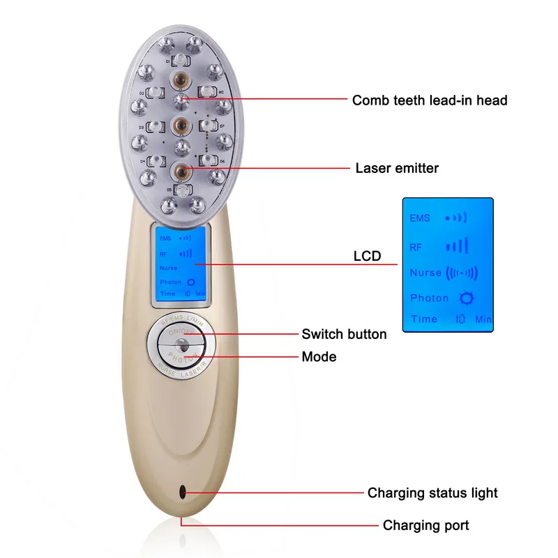 Лучшая фотонная микроиглы терапия Расческа для лазерного массажа роста