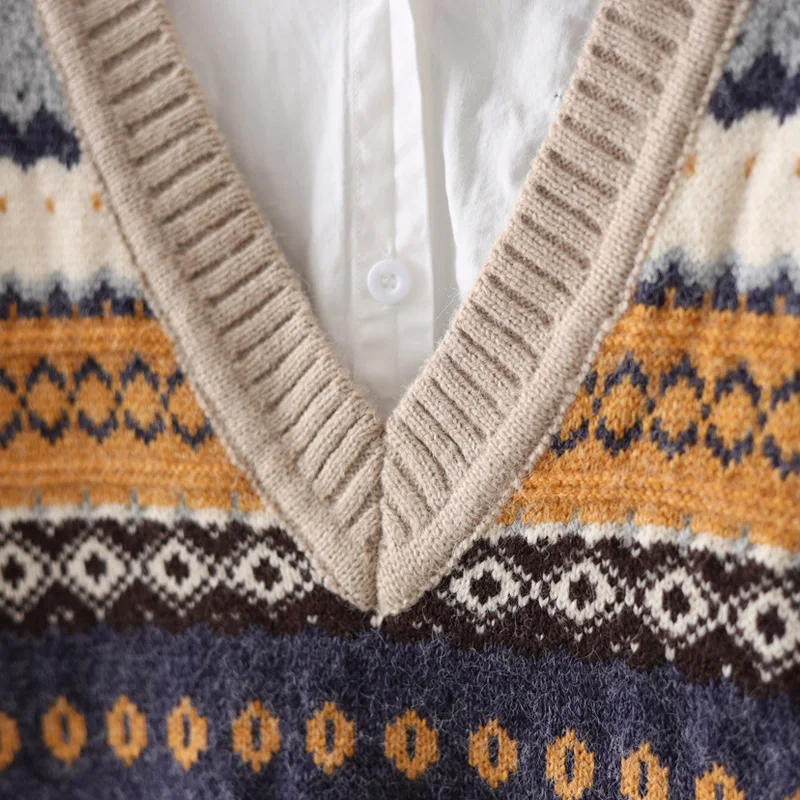 Женский вязаный жилет с вышивкой свободная повседневная жаккардовая рубашка в