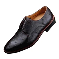 ourui true ostrich leather business male leather men dress shoes manual mens shoes male shoes