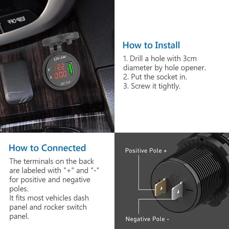 Быстрое зарядное устройство QC 3 0 с USB разъемом электрическая розетка цифровой