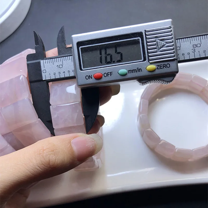 

Natural Stone Pink Crystal Rectangular BeadStrand Bracelets Bangle for Women Charm natural gemstone elastic bracelet