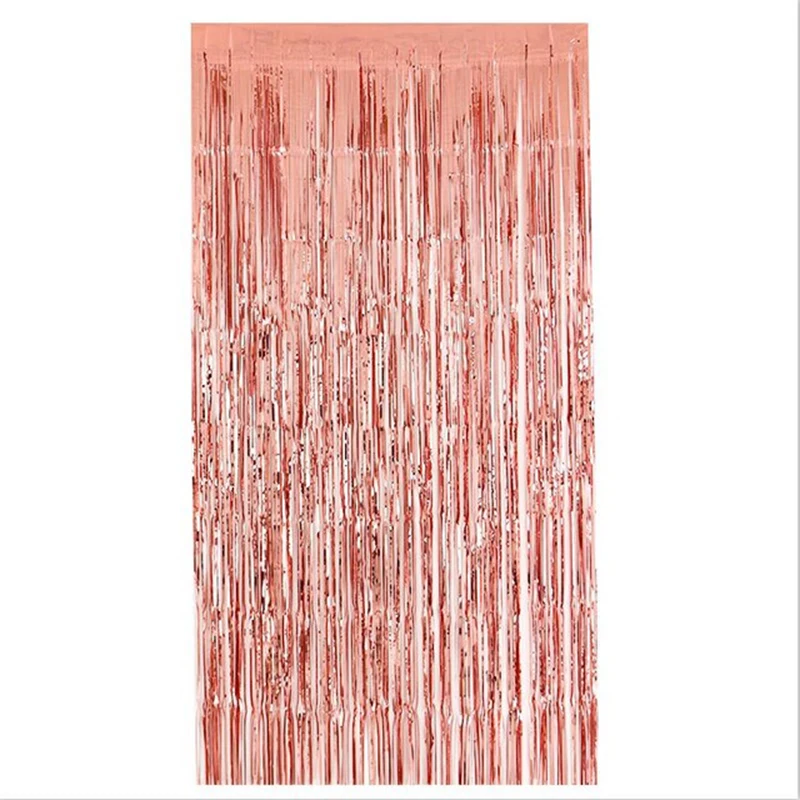 1*2m Rose Gold Party Background Decoration Shimmering Foil Fringe Tinsel Door Curtain Wedding Birthday Photo Backdrop Supplies | Дом и сад