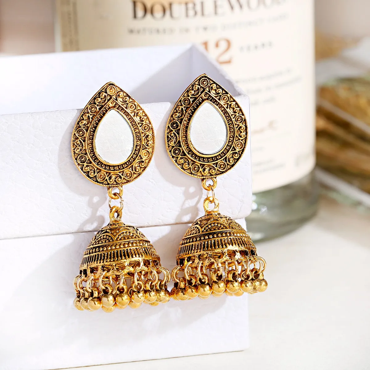 Индийские женские серьги Jhumka цыганские украшения в стиле бохо винтажные