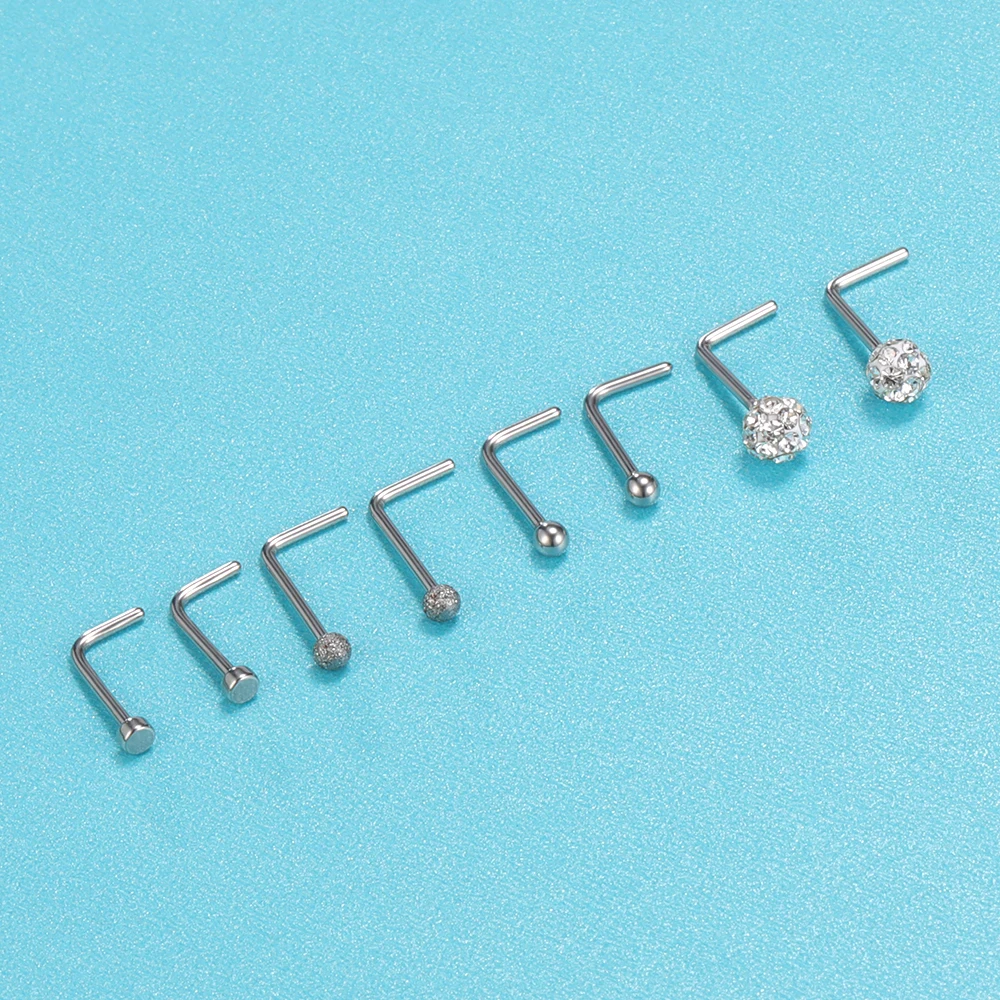

ZS Stainless Steel Nose Stud 8pcs Set 316L Surgical Stainless Steel Nose Piercing Studs And Rings Set 18G Nose Septum Rings