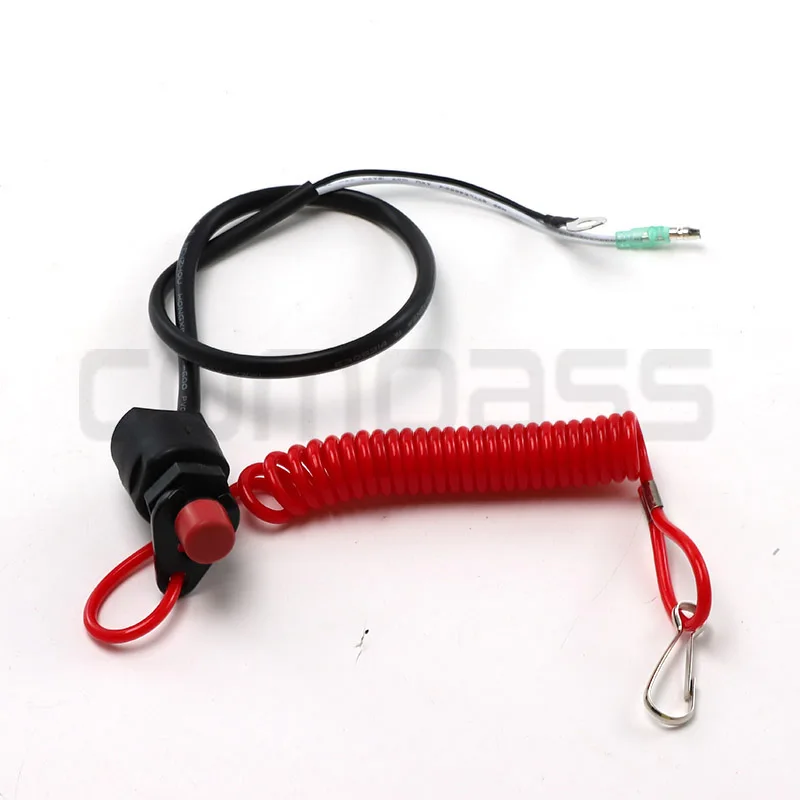 

New 2.8x5.5cm Plastic Outboard Ignition Cut Off Boat Motor Emergency Kill Stop Switch Black With Safety Tether Lanyard