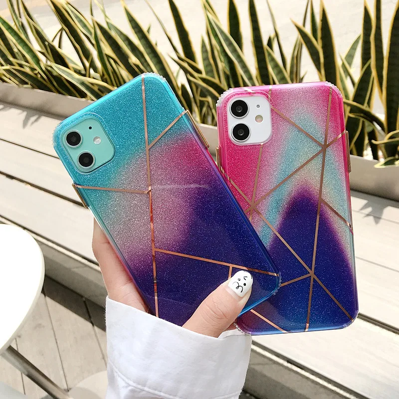Роскошный градиентный блестящий чехол для телефона iphone 11 pro max 7 8 6 6s plus X Xs XR