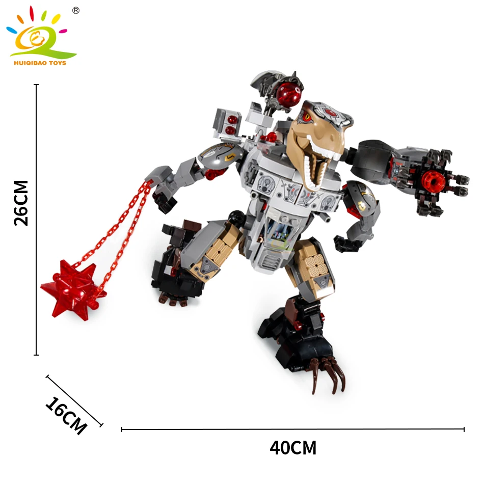 

HUIQIBAO 901 шт. механический Велоцираптор для Юрского периода, строительные блоки, городской мир динозавров с фигурами, кирпичи, детские игрушки