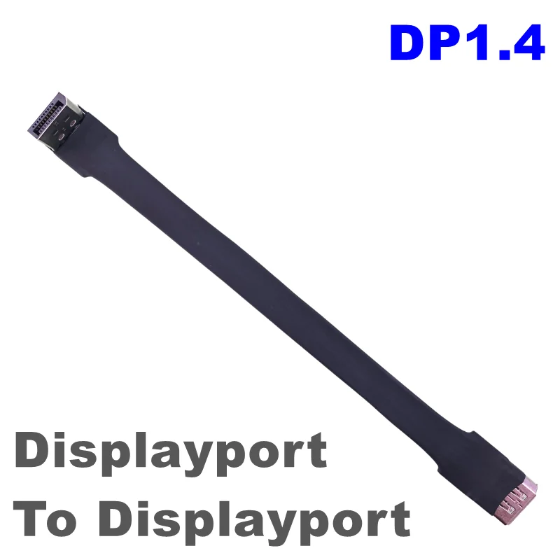 

New Black Displayport V1.4 Flat Ribbon Adapter Cable 90 Degree Angled Shield FPC DP To DP1.4 HDR/DSC Extender For GPU Video Card