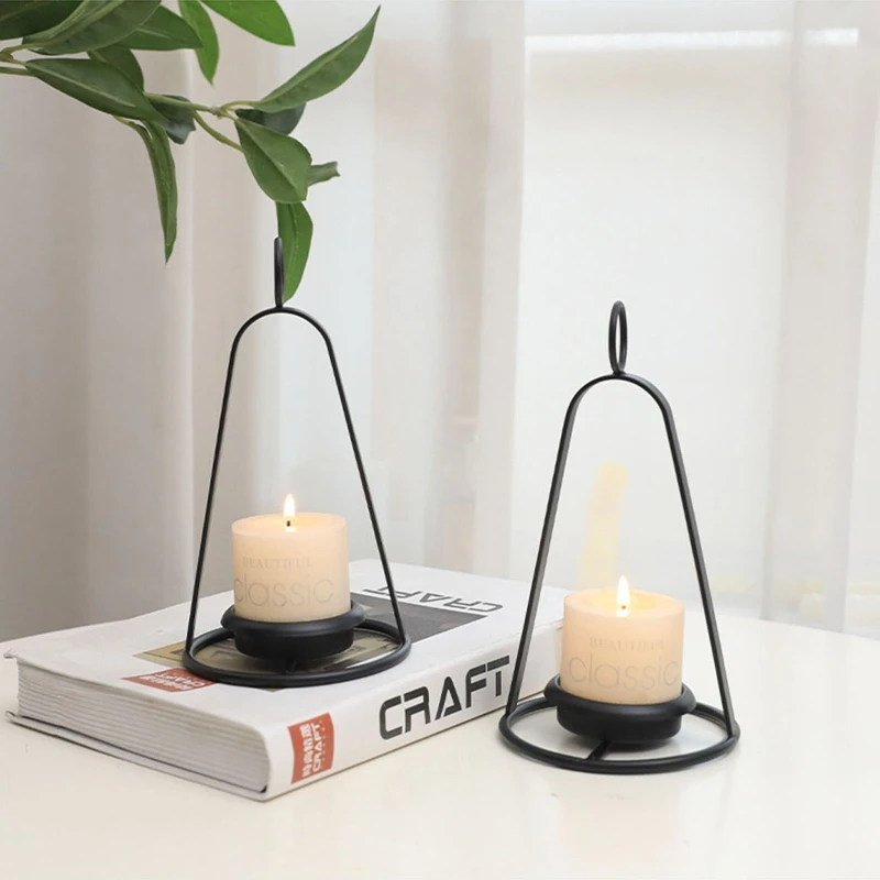 Metal Candlesticks 2Pcs Tote Wrought Iron Candle Holder Candles Stand for Home Wedding Dinning Table Decoration