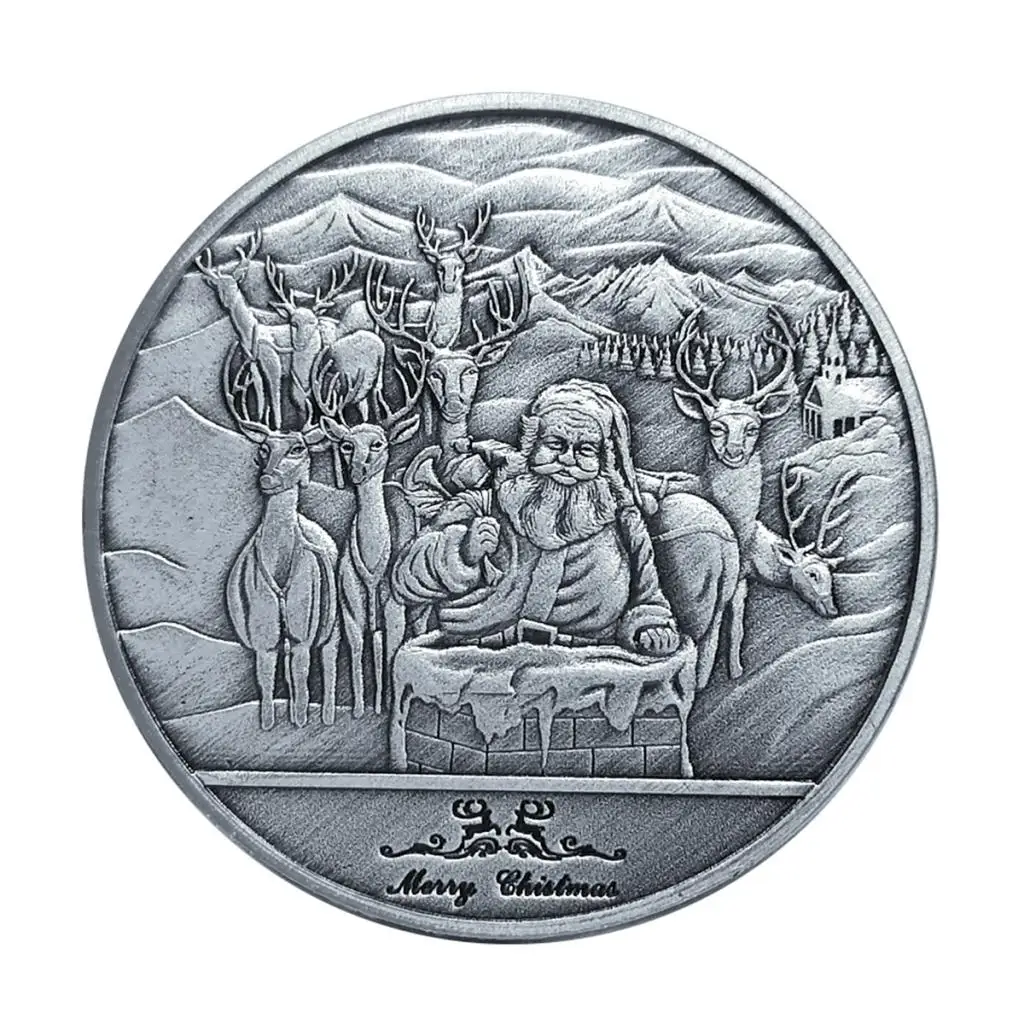 

1piece Merry Christmas Commemorative Coins 40mm Gifts Collections Badge