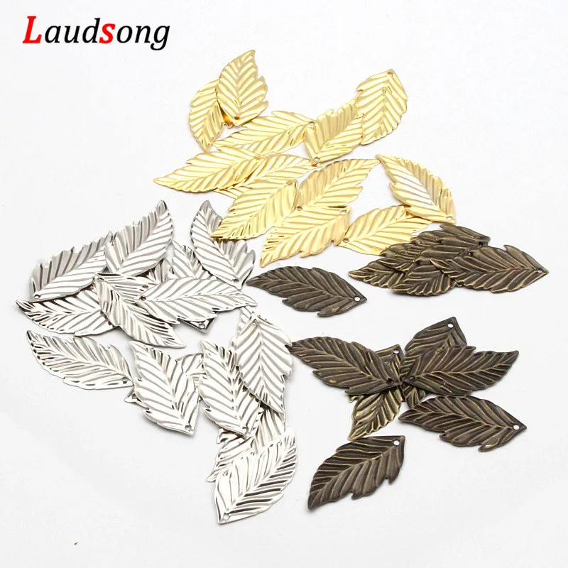 Подвески в виде листьев из сплава золота/бронзы/родия для изготовления украшений