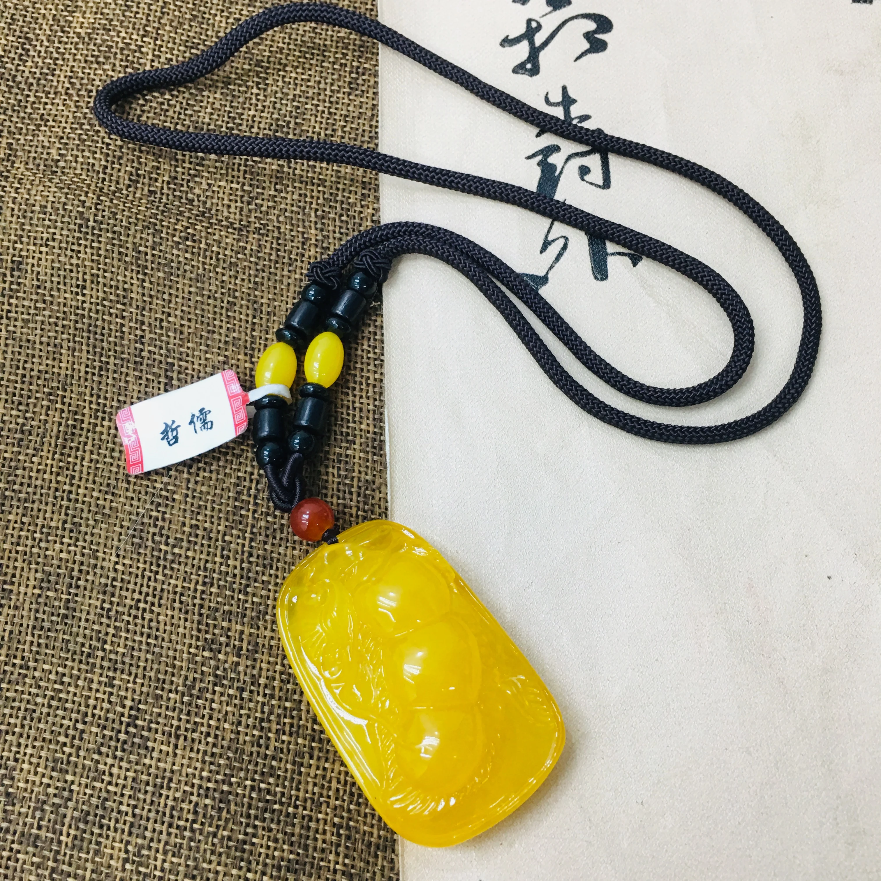 Zheru натуральная Янтарь из воска резная шапочка на удачу кулон с бусинами ожерелье