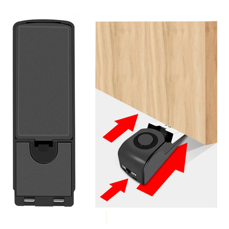 

120dB Mini Wireless Vibration Alarm Door Stop Alarm for home Wedge Shaped Stopper Alert Security System Block Blocking System