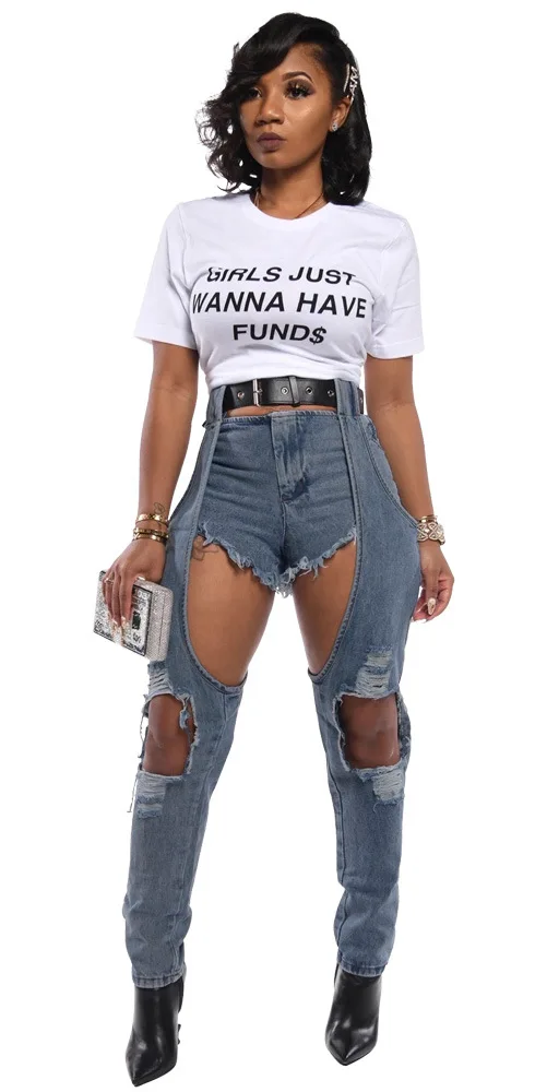 

Fashion Holes Stitching Jeans Ripped Jeans for Women Jeans for Women Mom Jeans Sexy Ripped Jeans for Women Mom Jeans High Waist