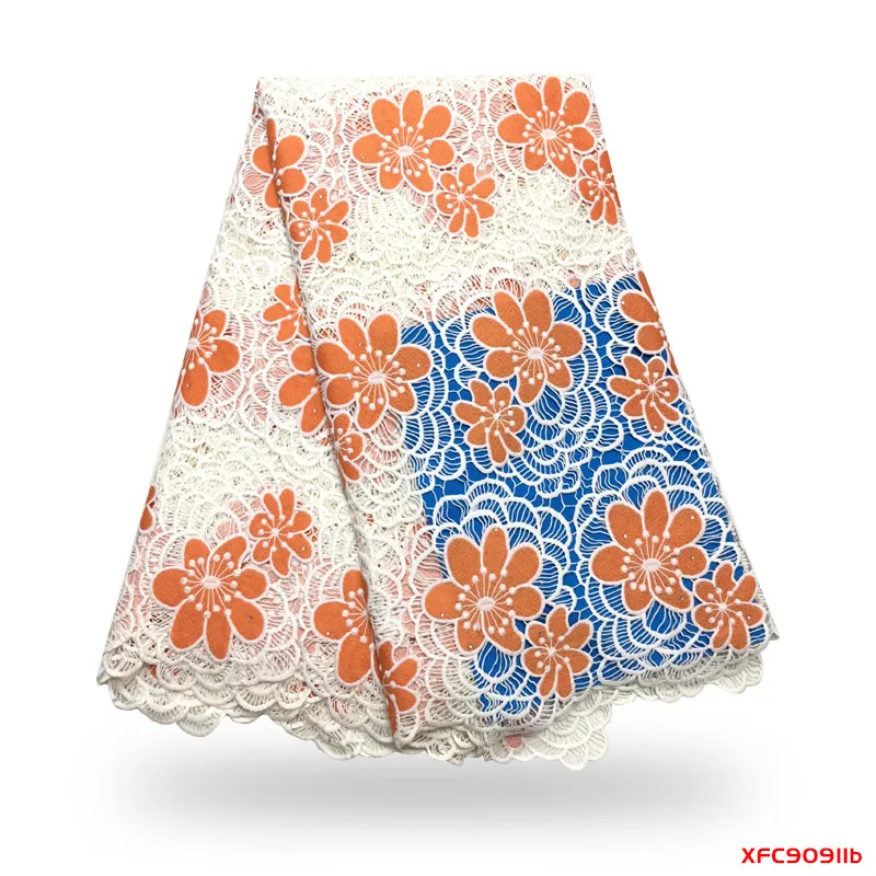 

African water soluble embroidery french net guipure tulle cord mesh Nigerian laces fabrics stones for women dress