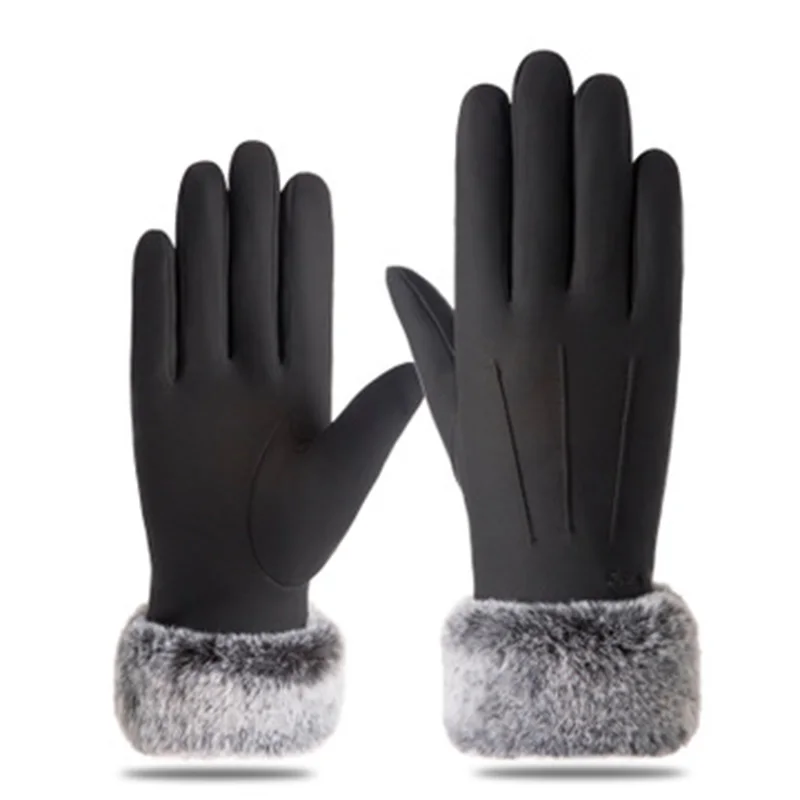 

Winter touch screen plus velvet to keep warm new suede cute student riding a bike and driving thickened cold gloves E72
