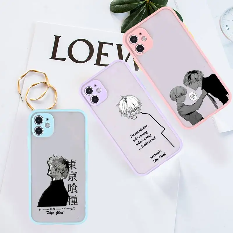 

anime Tokyo Ghoul Japan Phone Case purple matte transparent For iPhone 7 8 x xs xr 11 12 13 pro plus max mini Clear Funda