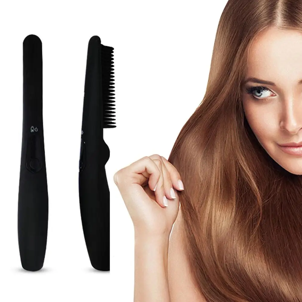Новейший USB беспроводной Перезаряжаемый прямой гребень для волос/бороды