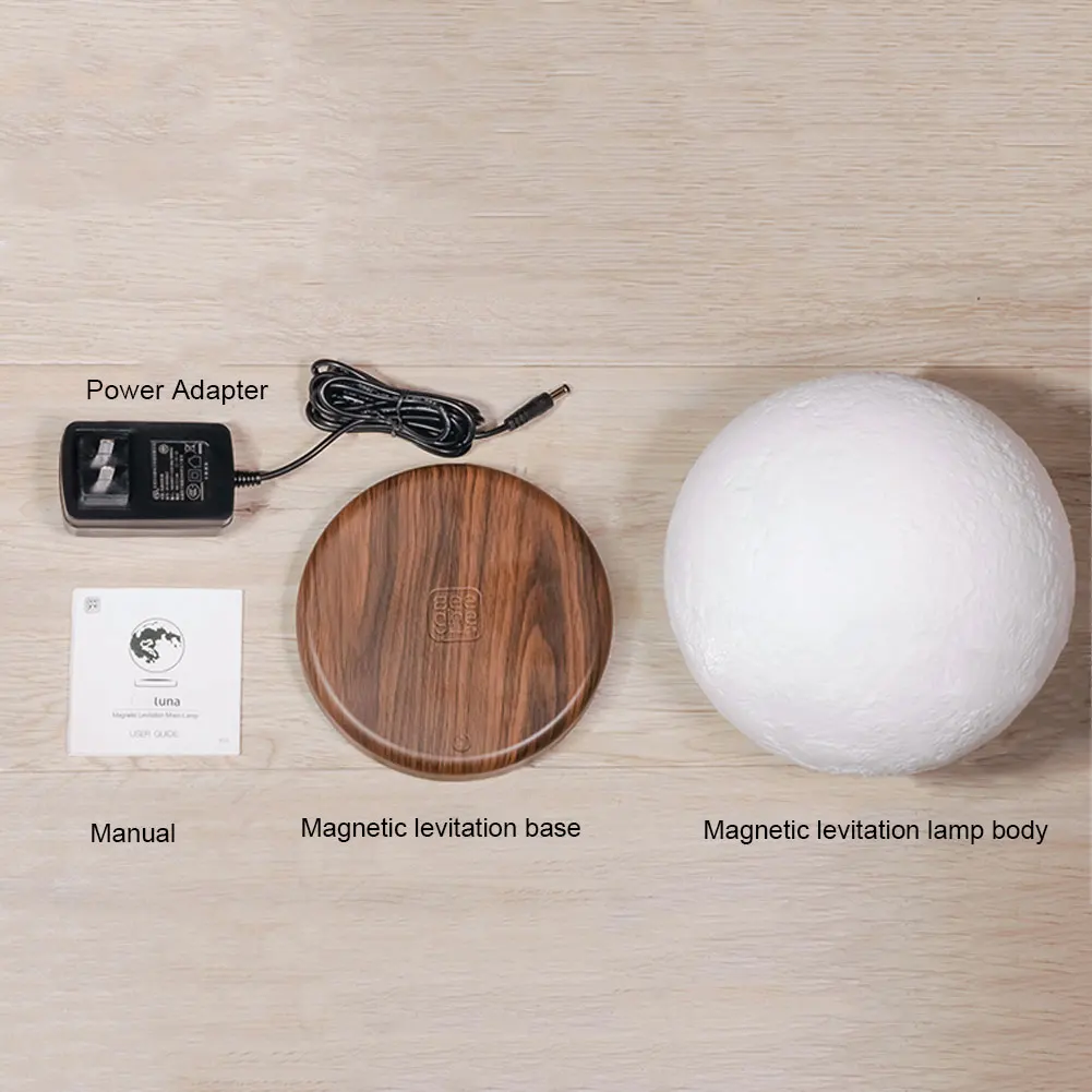 저렴한 3D 마그네틱 부상 달 램프 야간 조명, 크리에이티브 플로팅 자유롭게 공기 회전 나무 베이스 홈 테이블 장식 휴일 선물