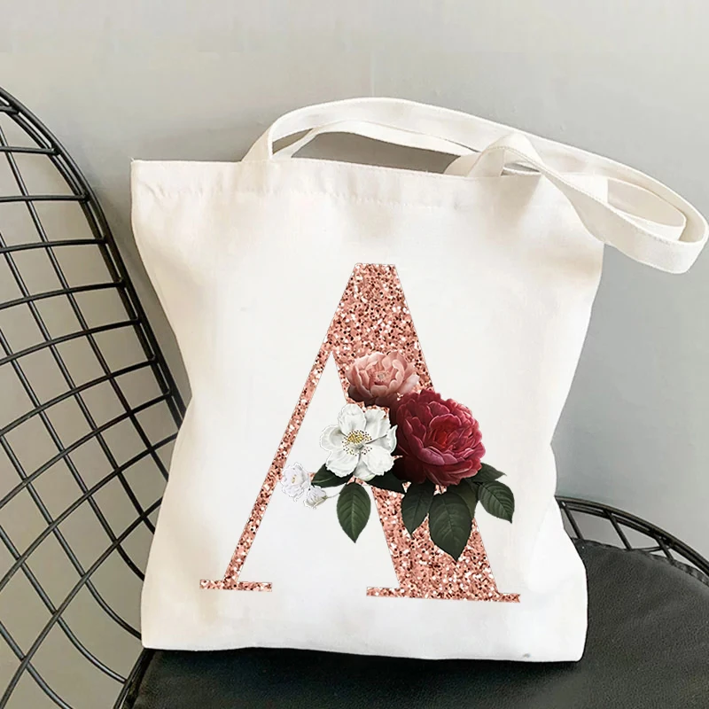 

Shopping Bags Fashion Canvas Y2K Customizable Bag Logo Cloth Women Shopper Rose Gold Letter Designer Handbags Cheap Women's Bags