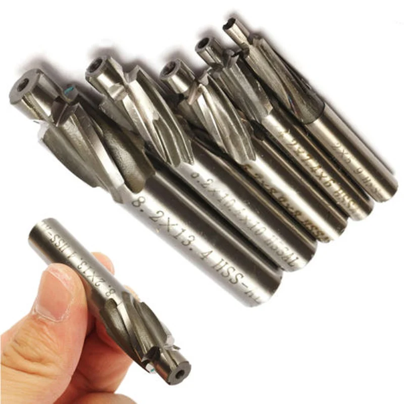 

5Pcs 4 Flute Set Sunk Head Milling Cutter Countersunk Drill HSS AL Flat Countersink End Milling Cutter Drill Bits Set Tool M3-M8