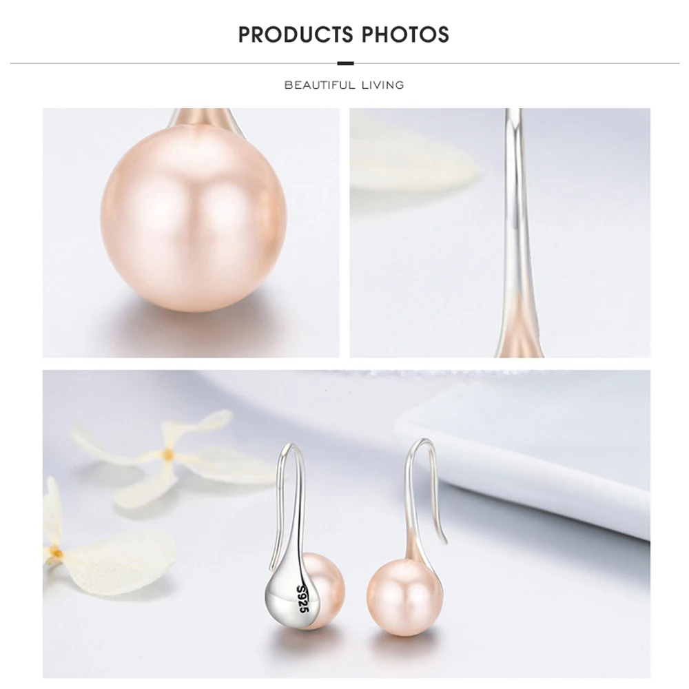 Женские серьги из серебра 925 пробы с большим прозрачным жемчугом|Серьги-подвески|