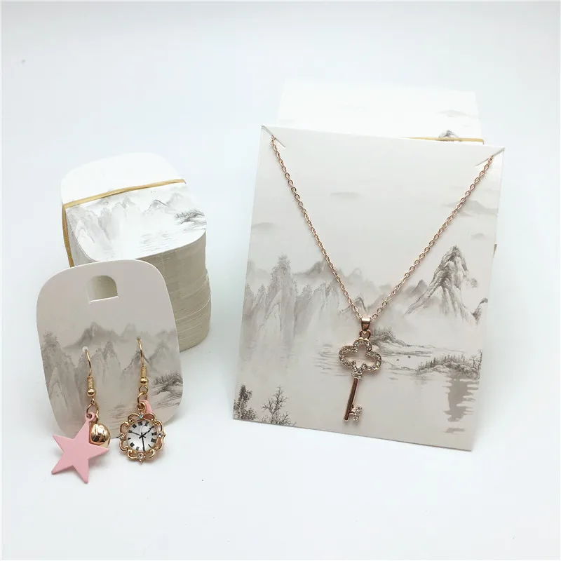 100 шт. бумажная винтажная картина чернилами ожерелье карты серьги Упаковка