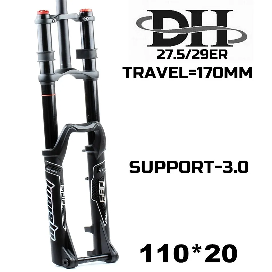 HIMALO MTB DH Fork Downhill 20mm Thru Axle 110mm Width 27.5 29ER Fork 3.0 Tire Dual Crown Travel 170MM Bicycle fork