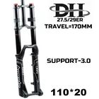 Вилка HIMALO MTB DH для горного велосипеда, ширина 110 мм, сквозная ось 27,5 мм, вилка 29ER 3,0 дюйма, двойная дорожная Велосипедная вилка 170 мм