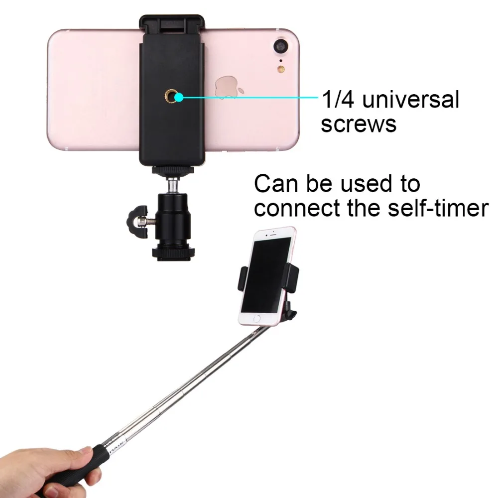 Universal Moblie Phone Clip Bracket Holder Mount Tripod Monopod Stand for iPhone 7 8 plus For Samsung For Xiaomi Smartphone images - 6