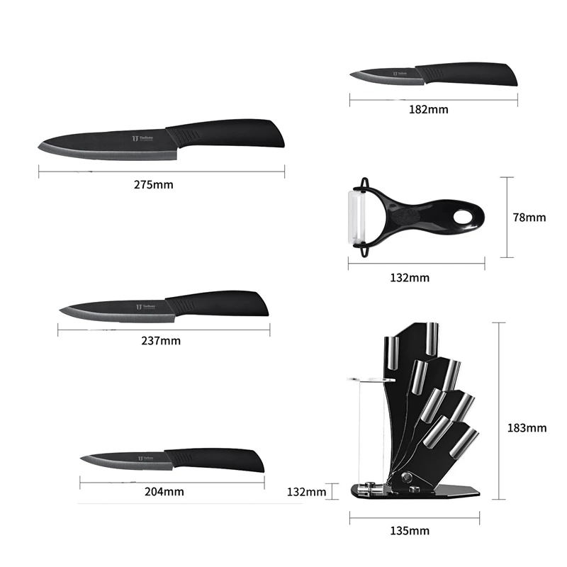 

Kitchen Knives Set with Block,Kitchen Ceramic Knife Set with Handle Kitchen Knives Cooking Tools(Black)