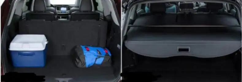 За полкой автомобиля Стайлинг для Tiguan черный багажник крышка Материал шторы задние шторы раздвижные стойки