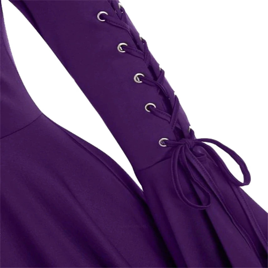

Medieval Cosplay Gothic Halloween Costumes for Women Dress Witch Middle Ages Renaissance Black Cloak Clothing Hooded Dress