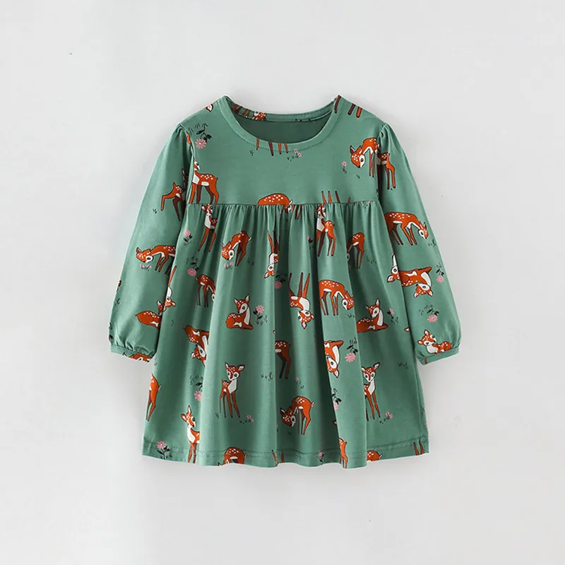

Spring Autumn Girls' Dresses European American New Sweet Child Cartoon Printed Long Sleeve Princess Dress 2-6 Years Kids Costume