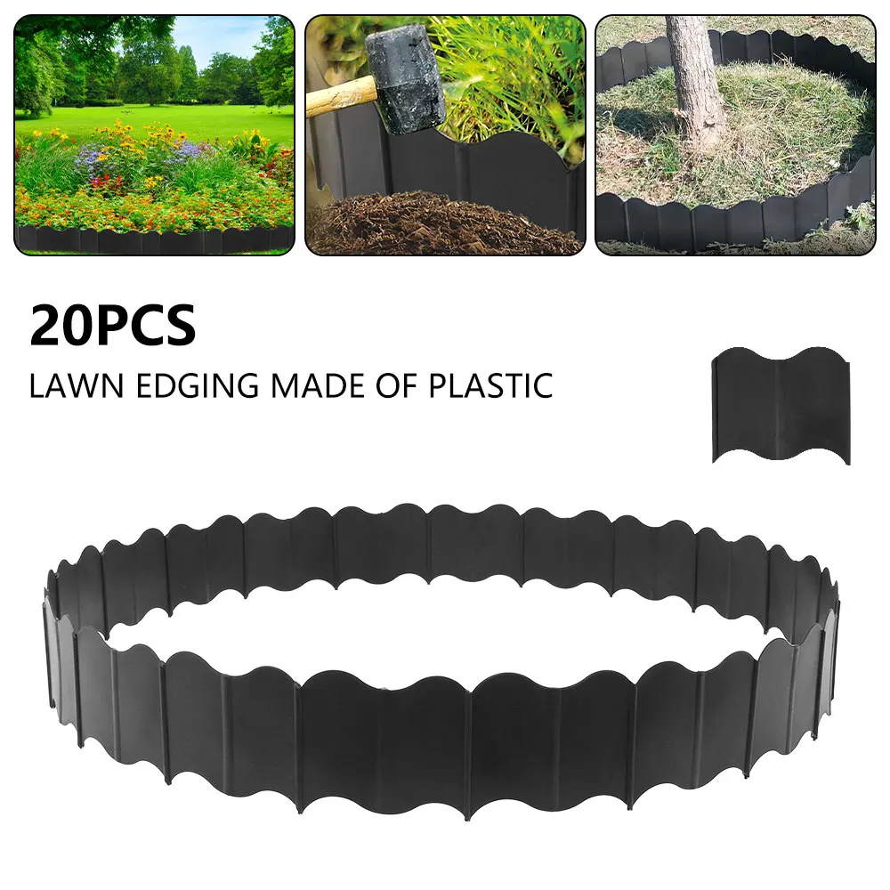

20pcs Lawn Grass Edge Border Barrier Plastic Gardening Decorative DIY Outdoor Garden Weatherproof Fence Belt Driveway Path Decor