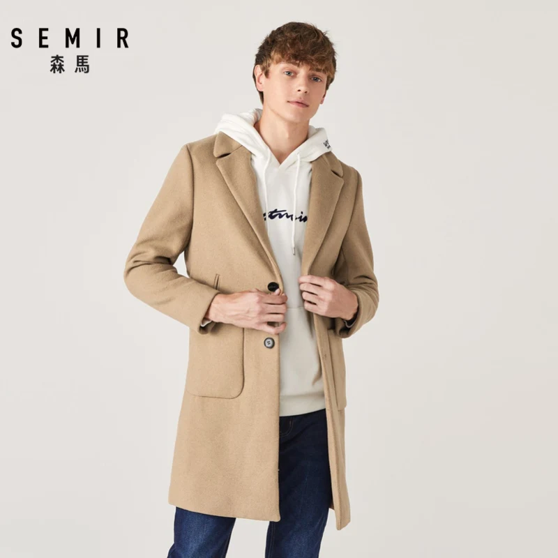Куртка SEMIR Мужская шерстяная деловая длинное пальто с лацканами Повседневная
