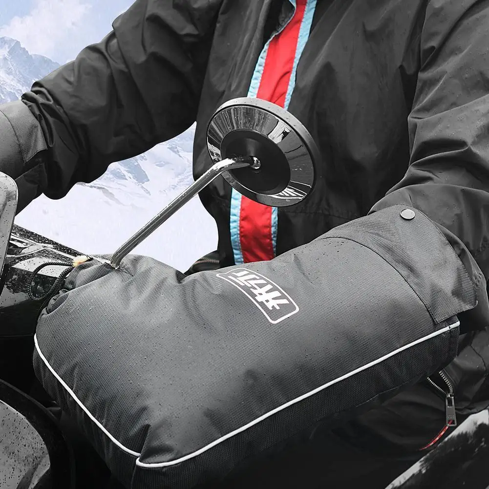 

1 Pair Winter Motorcycle Handlebar Gloves Waterproof Windproof Thick Warm Plush Lined Covers For Motorcycle Scooter Accessories